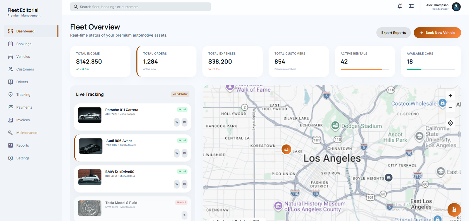 Car Rental MLM Software admin dashboard screenshot