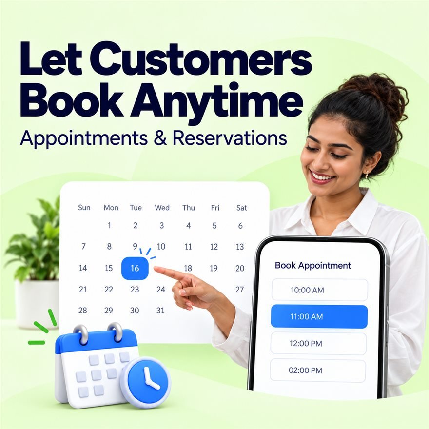 Let customers book anytime: a booking calendar with time slots on a phone