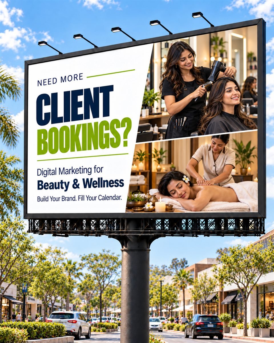 Billboard reading: Need more client bookings? Digital marketing for beauty and wellness