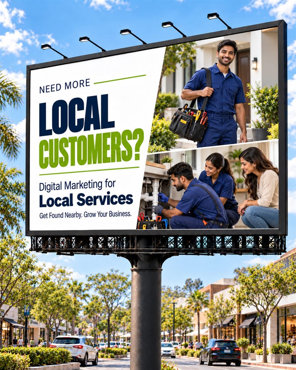 Billboard reading: Need more local customers? Digital marketing for local services