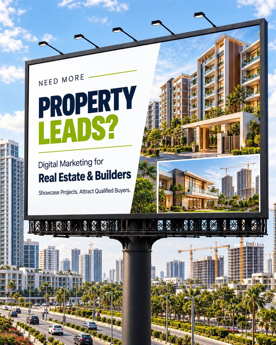Billboard reading: Need more property leads? Digital marketing for real estate and builders