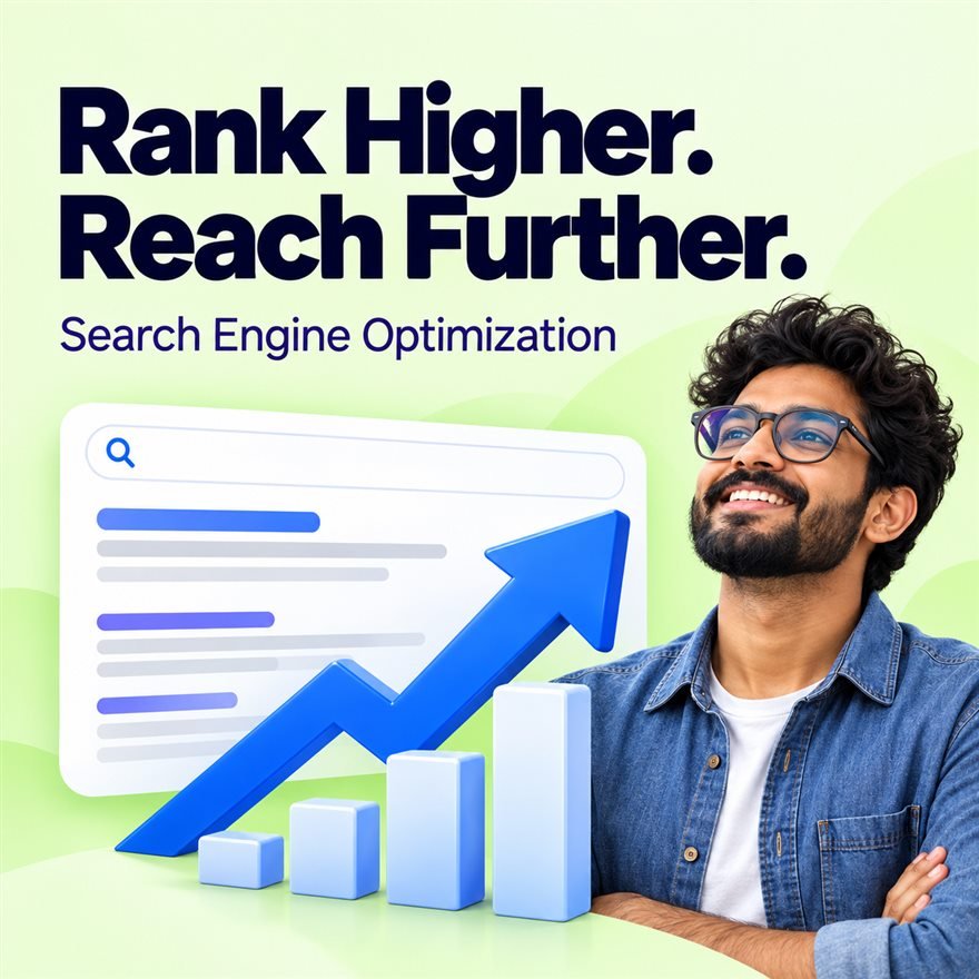 Rank higher, reach further: search results climbing with a growth arrow