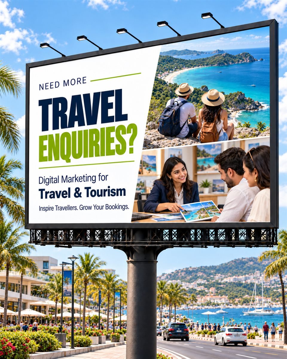Billboard reading: Need more travel enquiries? Digital marketing for travel and tourism