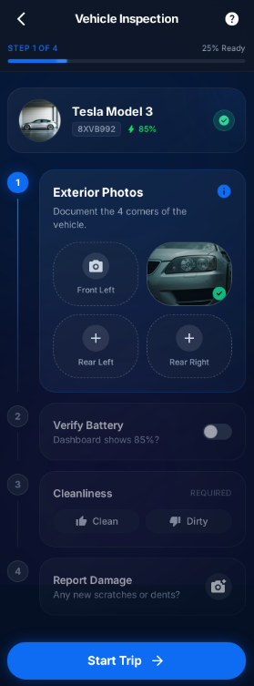 Start trip checklist