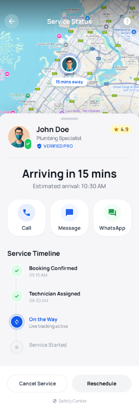 Live service tracking