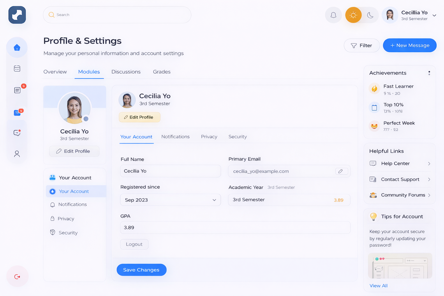 Tutor profile preview