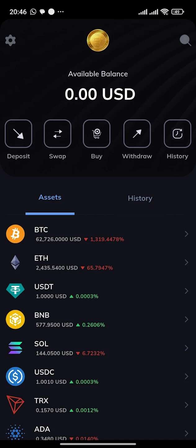 Crypto Wallet Application app screenshot