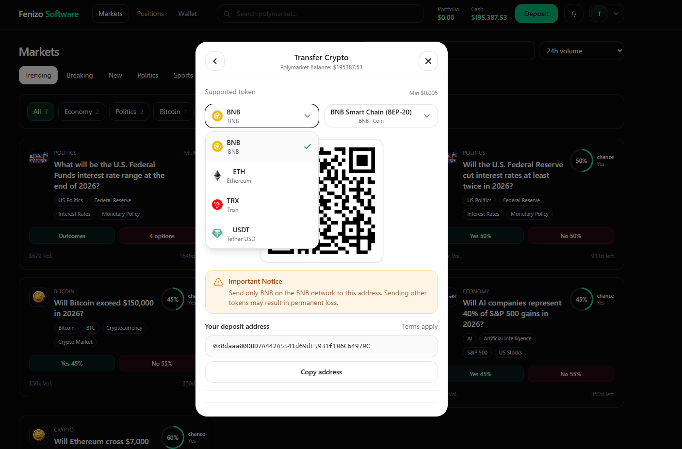 User crypto-supported screen