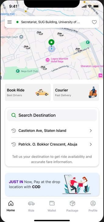 Ride-Hailing Application app screenshot