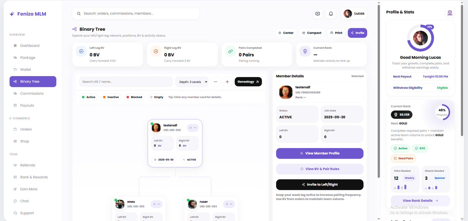 Subscription MLM plan structure preview