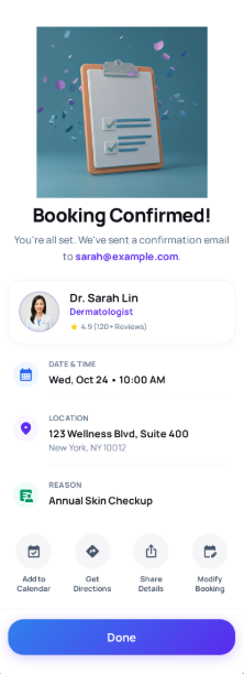 Booking confirmation