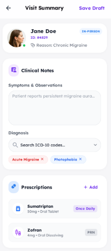 Visit notes and prescriptions